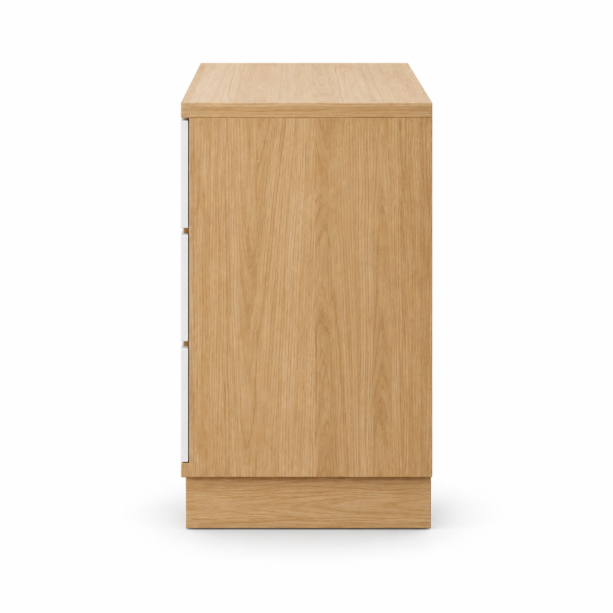 Cajonera Orden de madera clara y melamina blanca, vista lateral